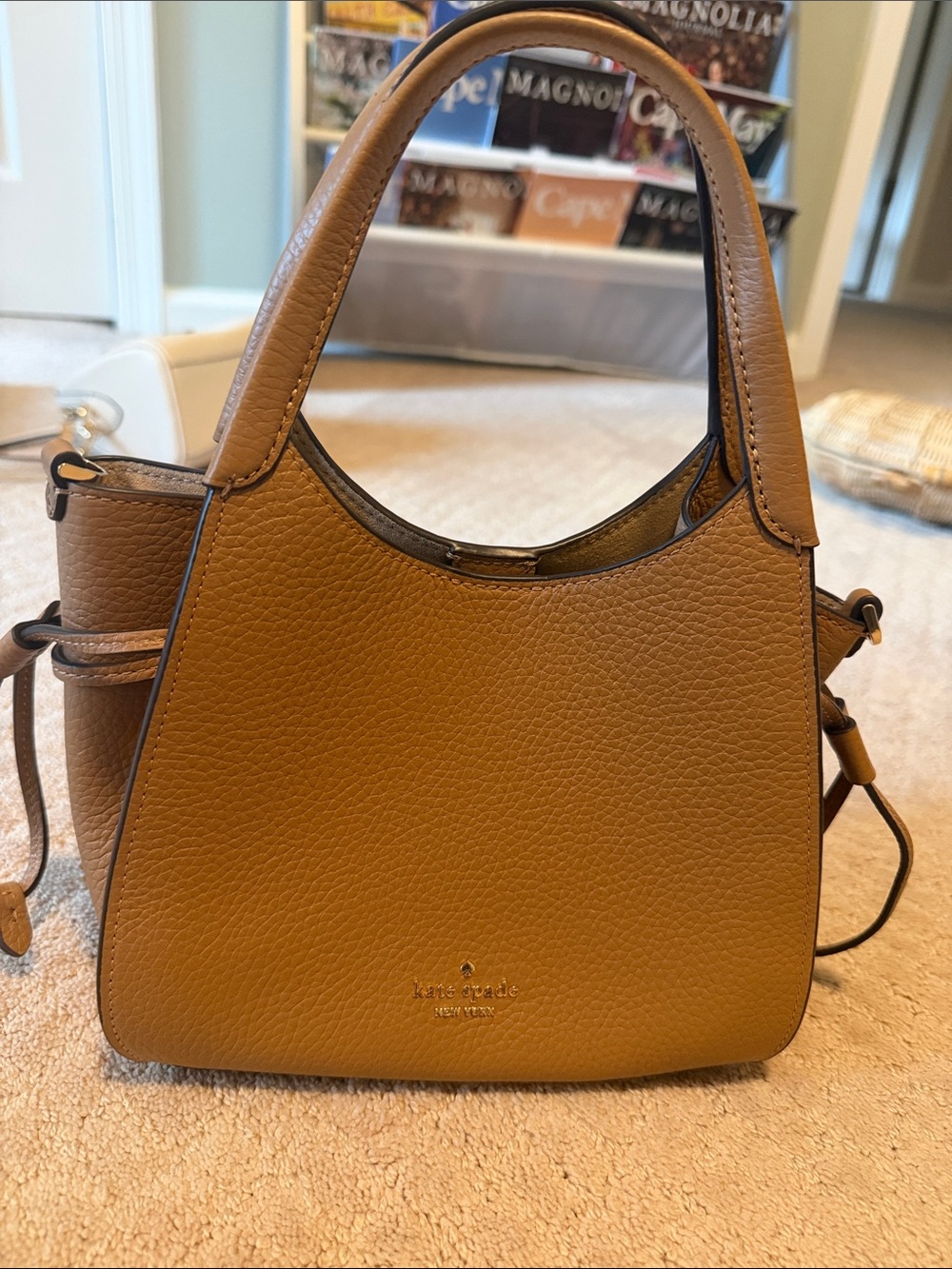 kate spade mini stasher bag Pebbled Leather Shoulder Bag in Tan